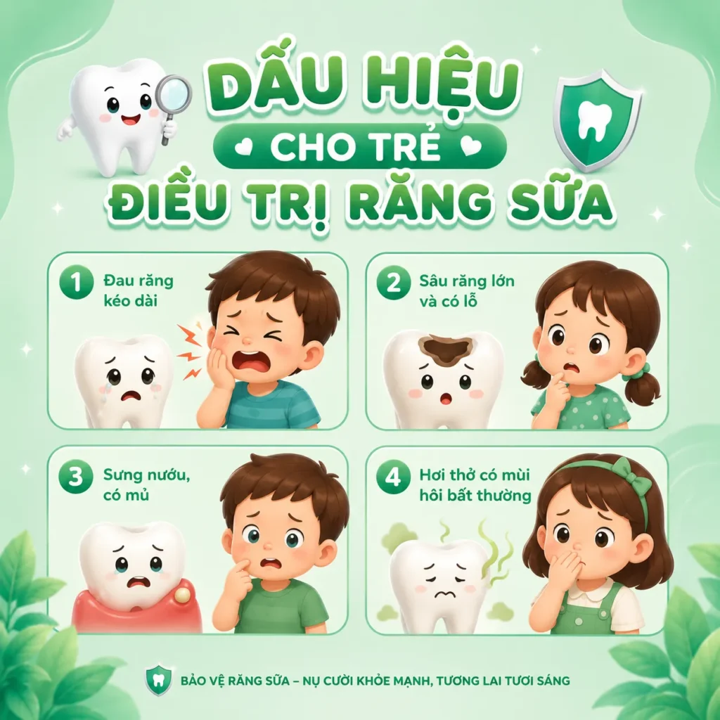 Dấu hiệu điều trị tủy răng sữa