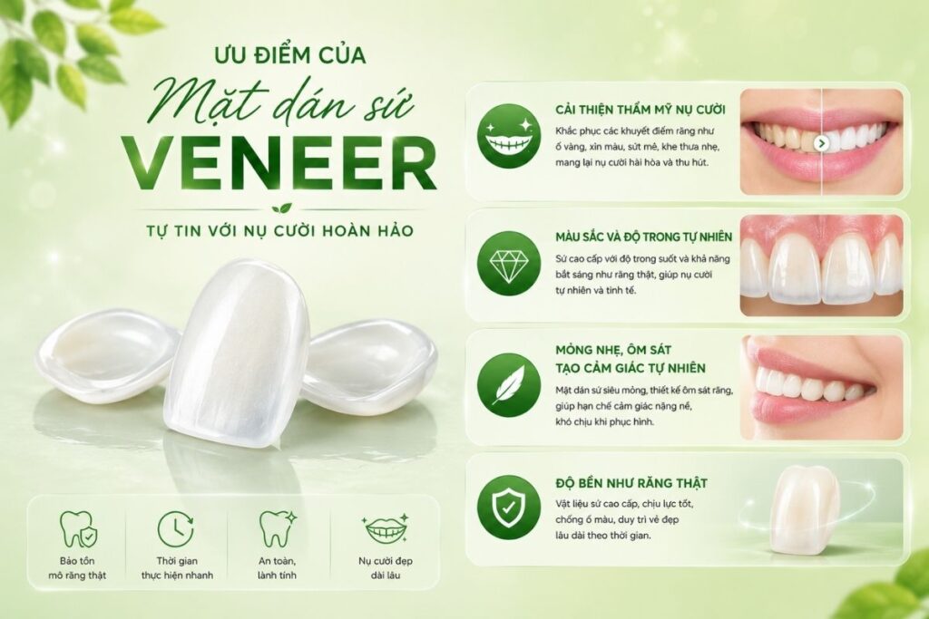 Ưu điểm của mặt dán sứ Veneer