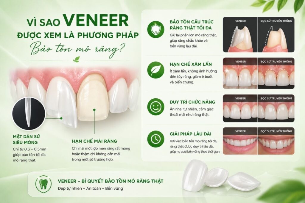 Vì sao Veneer là phương pháp bảo tồn tối đa mô răng thật